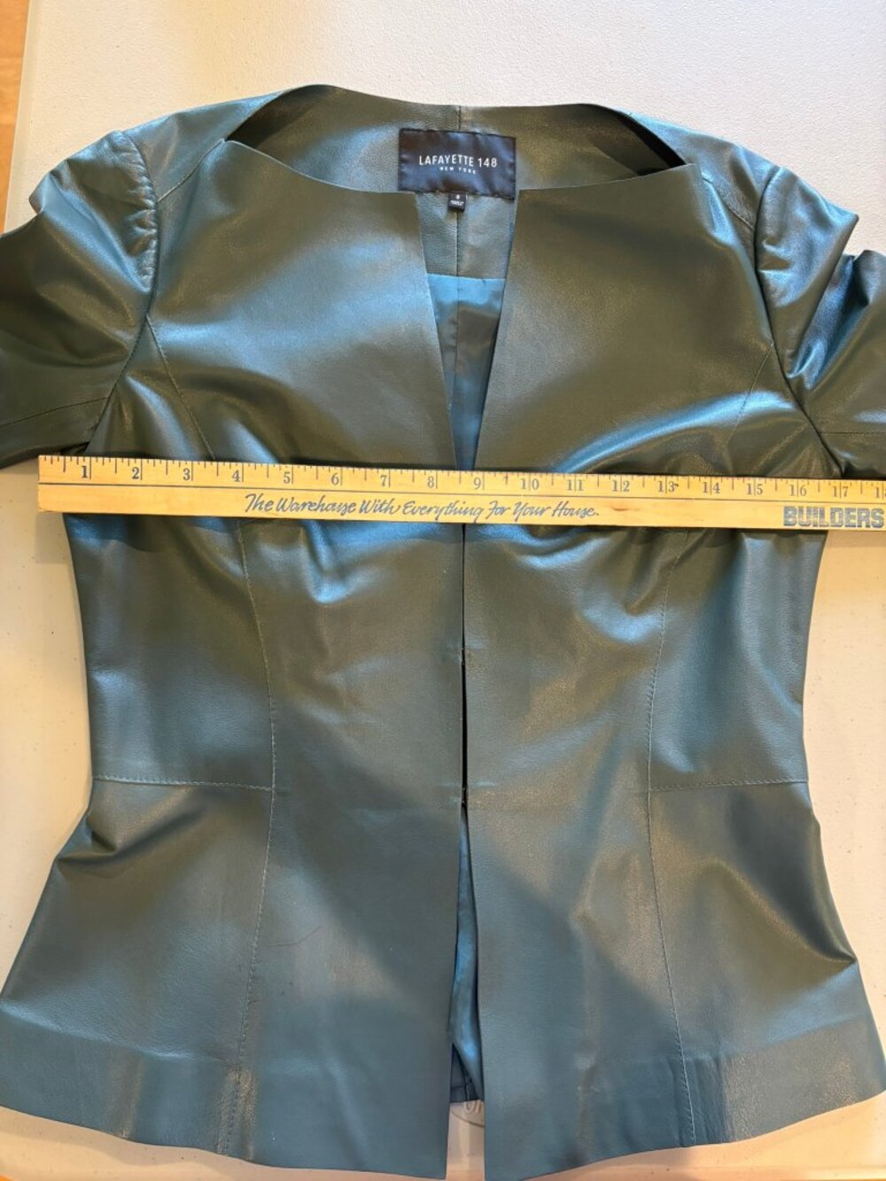 Lafayette 148 size 0 green leather blazer - Picture 7 of 8